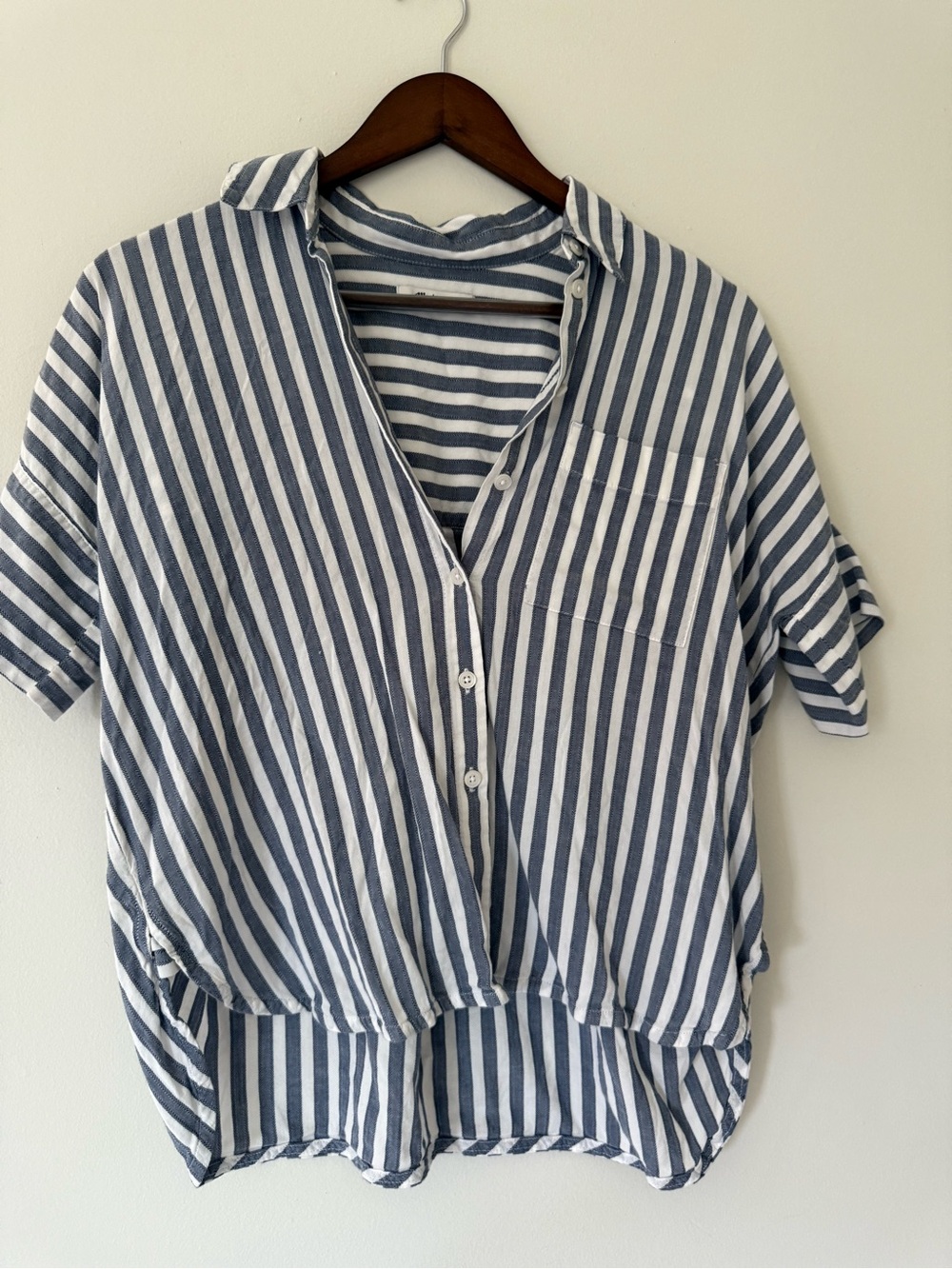 Madewell Blue and White Striped Button-Front Shirt